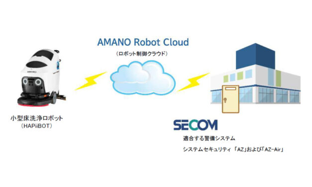 アマノ，清掃ロボットとセコムのセキュリティシステムを連携した無人自動性能を実現
