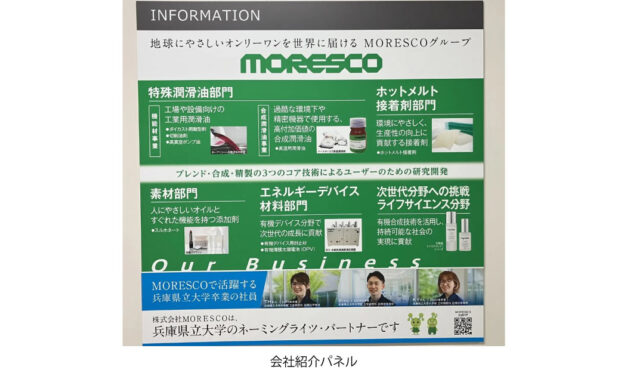 MORESCO，兵庫県立大学姫路工学キャンパスの学生実験室のネーミングライツを取得し，「MORESCO LAB.」と命名